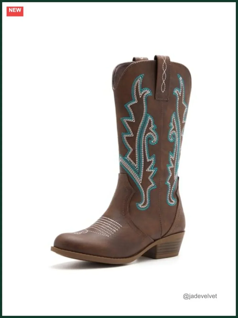 Girls Western Boots Embroidered Cowgirl Mid Calf Riding Boots